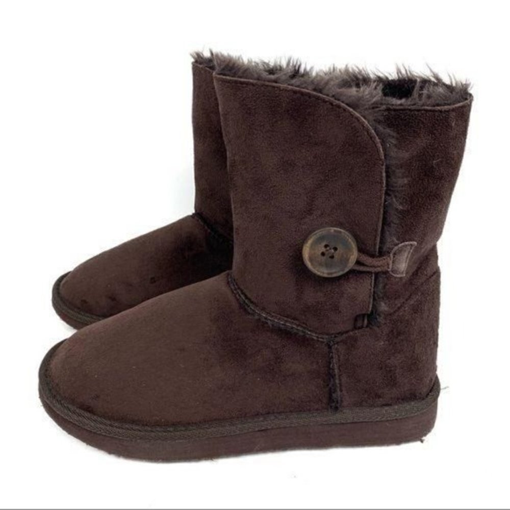 Bumper Brown Faux Suede & Fur Boots Size 7 - Picture 2 of 8